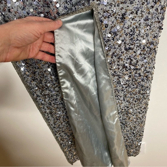 Vintage Scala Silver‎ Sequin Silk Maxi Gown 6 - Picture 3 of 7